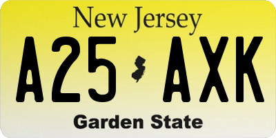 NJ license plate A25AXK