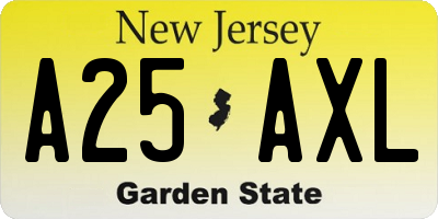 NJ license plate A25AXL
