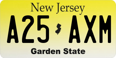NJ license plate A25AXM