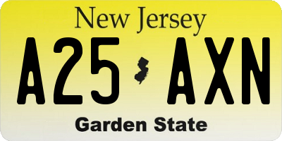 NJ license plate A25AXN