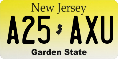 NJ license plate A25AXU