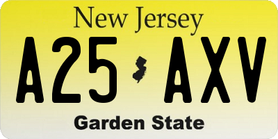NJ license plate A25AXV