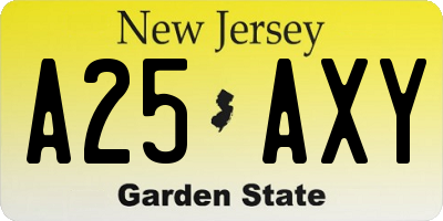 NJ license plate A25AXY