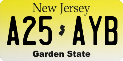 NJ license plate A25AYB