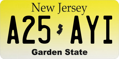 NJ license plate A25AYI