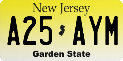 NJ license plate A25AYM