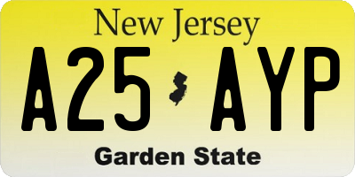 NJ license plate A25AYP