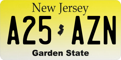 NJ license plate A25AZN