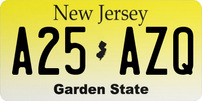 NJ license plate A25AZQ