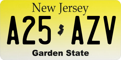 NJ license plate A25AZV
