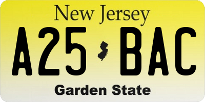 NJ license plate A25BAC