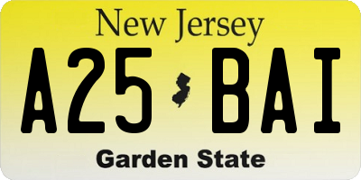 NJ license plate A25BAI