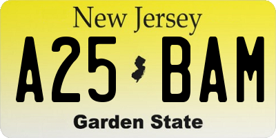 NJ license plate A25BAM