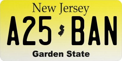 NJ license plate A25BAN