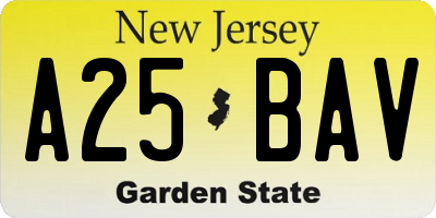 NJ license plate A25BAV