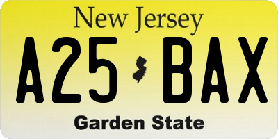 NJ license plate A25BAX