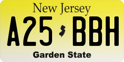 NJ license plate A25BBH