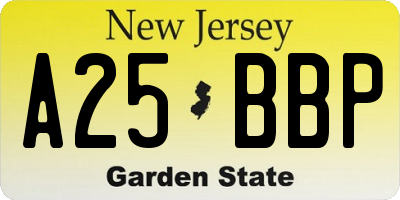 NJ license plate A25BBP