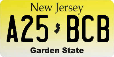 NJ license plate A25BCB
