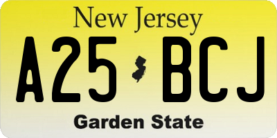 NJ license plate A25BCJ