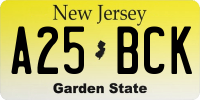 NJ license plate A25BCK