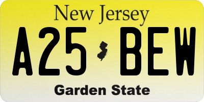 NJ license plate A25BEW