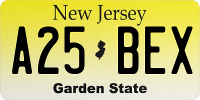 NJ license plate A25BEX