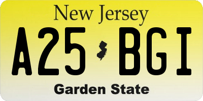 NJ license plate A25BGI
