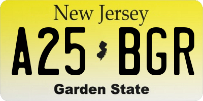 NJ license plate A25BGR