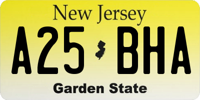 NJ license plate A25BHA