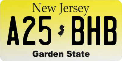 NJ license plate A25BHB