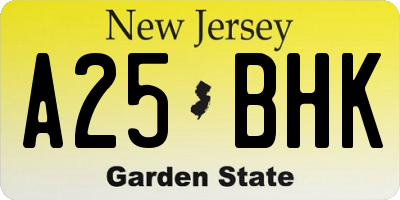 NJ license plate A25BHK