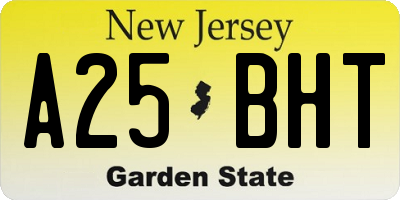 NJ license plate A25BHT