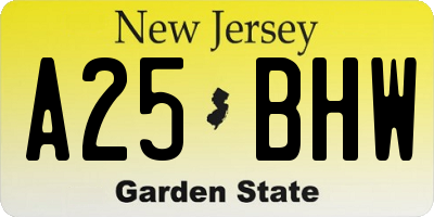 NJ license plate A25BHW