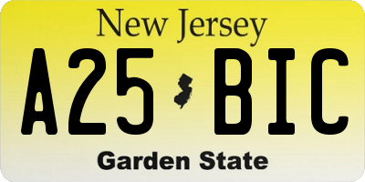NJ license plate A25BIC