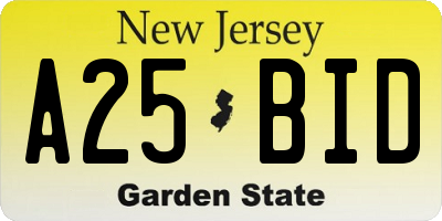 NJ license plate A25BID
