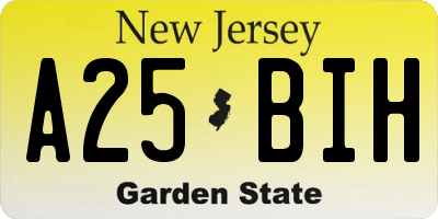 NJ license plate A25BIH