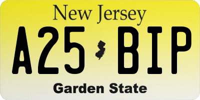 NJ license plate A25BIP
