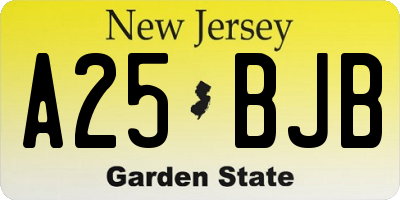 NJ license plate A25BJB