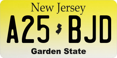 NJ license plate A25BJD