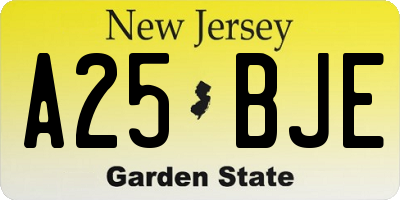 NJ license plate A25BJE