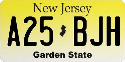 NJ license plate A25BJH