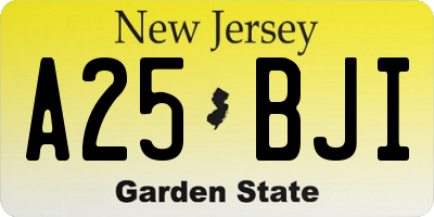 NJ license plate A25BJI