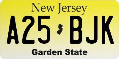 NJ license plate A25BJK