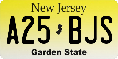 NJ license plate A25BJS