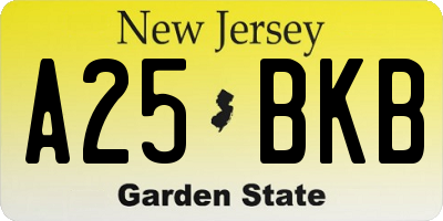 NJ license plate A25BKB