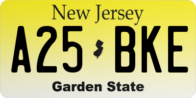 NJ license plate A25BKE