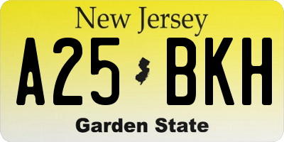NJ license plate A25BKH