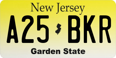 NJ license plate A25BKR