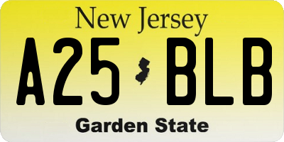 NJ license plate A25BLB